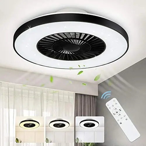 Produktbild: Depuley LED Deckenventilator mit Lampe, Moderne Invisible Fan Deckenleuchte, Dimmbar Ventilator mit Beleuchtung, Einstellbare Deckenlampe mit Fernbedienung für Schlafzimmer Wohnzimmer