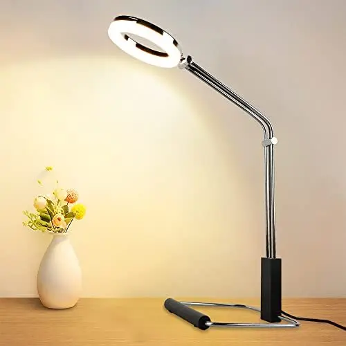 Produktbild: Depuley LED Tischlampe Modern, 5W Verstellbare Tischleuchte aus Metall, 3000K, 350LM, Augenschutz Leselampe Nachttischlampe, Schreibtischlampen für Schlafzimmer Wohnzimmer Büro Studio Lesen