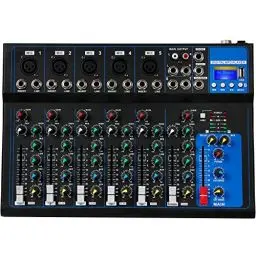 Produktbild: Depusheng HT7 Tragbarer Bluetooth-Audio-Mixer mit USB-DJ-Sound-Mischpult MP3-Buchse 48-V-Stromversorgung für Computeraufnahmen, 7-Kanal-Band-Mischpulte für Studioaufnahmen