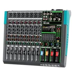 Produktbild: Depusheng PA8 Professional Audio Mixer Soundboard Console Desk System Interface 8 Channel Digital USB Bluetooth MP3 Computer Input 48V Phantom Power Built-in 256 Reverb Effect, Black