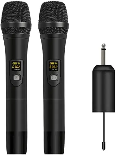 Produktbild: Depusheng W2 Tragbares dynamisches UHF-Mikrofon, drahtloses Mikrofonsystem für Karaoke- und Hauspartys über das Mischpult, PA-System usw