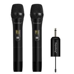 Produktbild: Depusheng W2 UHF drahtloses Mikrofon System Dynamisches Handmikrofon verwendet für Karaoke und Familientreffen durch Mischpulte PA Systeme(Dual Mic)