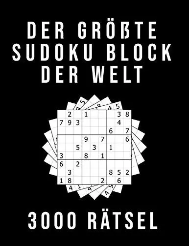 Produktbild: Der Größte Sudoku Block der Welt - 3000 RÄTSEL: Normal bis Extrem Schwer | XXL Sammlung mit Lösungen | Tolles Rätselbuch Geschenk für Jugendliche & Erwachsene und für Großeltern & Senioren