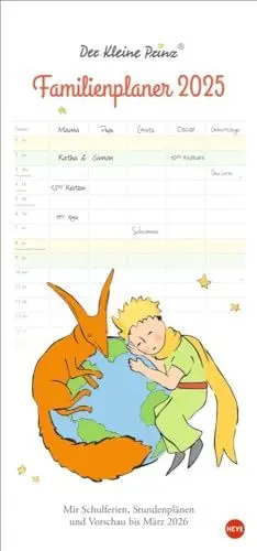 Produktbild: Der Kleine Prinz Familienplaner 2025: Familienkalender mit Motiven aus dem Kinderbuch-Klassiker. Wand-Kalender mit 5 Spalten. Terminkalender für Familien (Familienplaner Heye)