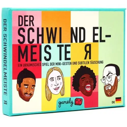 Produktbild: Der Schwindelmeister: Das urkomische Partyspiel der Mini-Gesten und subtilen Täuschung, in Taschengröße. EIN lustiges Ratespiel zum Bluffen - ideal für Erwachsene, Teenies und Familien.