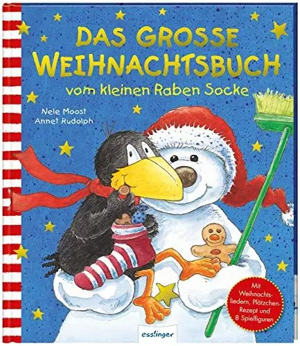 Produktbild: Der kleine Rabe Socke: Das große Weihnachtsbuch vom kleinen Raben Socke: Mit Weihnachtslieder, Plätzchen-Rezept & 8 Spielfiguren