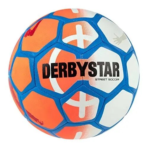 Produktbild: DERBYSTAR Unisex – Erwachsene Street Soccer Fußball Ball, orange Weiss blau, 5