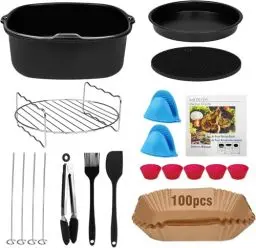 Produktbild: Heißluftfritteuse Zubehör, 15-teiliges Quadratisches Airfryer Zubehör für Cosori 5.5L (CP158 CS158 CO158), Philips XXL 7.3L (HD9650 HD9762 HD9860 HD9870 HD9285), Cecotec 5.5L 6L, KLAMER 5.5L