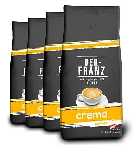 Produktbild: DER-FRANZ Kaffee Crema, Intensität 4/5, 100% Arabica, ganze Kaffeebohnen, 4 x 1000 g