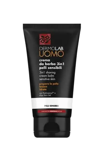 Produktbild: Dermolab Herren 3-in-1 Rasiercreme für empfindliche Haut, feuchtigkeitsspendende und beruhigende Wirkung, erleichtert das Gleiten des Rasierers, dermatologisch getestet, 150 ml