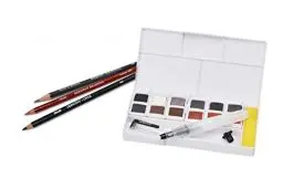 Produktbild: Derwent Shade & Tone Mixed Media Set, 16-Teiliges Set Verschiedener Malmedien, Naturmalfarben mit Inktense, Graphitint, Bleistiften & Getönter Kohle, Professionelle Qualität, 2305903