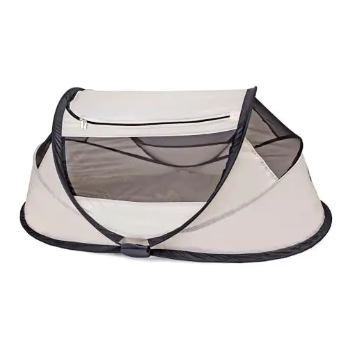 Produktbild: Deryan Baby Reisebett ab Geburt bis 2,5 Jahre - Pop Up Babybett Babyzelt in 2 Sekunden aufgestellt - inkl. Moskitonetz & Reisetasche - 76x46x117cm (Creme)