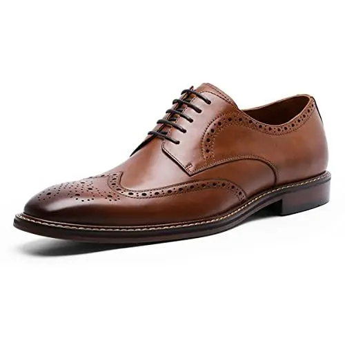 Produktbild: DESAI Herren Schnürhalbschuhe Brogue Abendschuhe Anzugschuhe Formelle Italienische Geschäft Hochzeitsschuhe, Braun, 46 EU