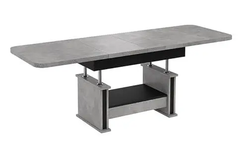 Produktbild: designimpex DA-555 Couchtisch Beton/Schwarz matt ausziehbar höhenverstellbar mit Schublade 120/200 cm modern Wohnzimmertisch Esstisch Beistelltisch Sofatisch platzsparend hochwertig Wohnzimmer