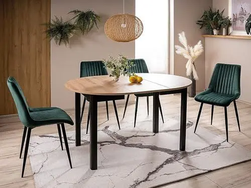 Produktbild: Design Esstisch GS-222 Eiche Artisan - Schwarz matt rund ausziehbar