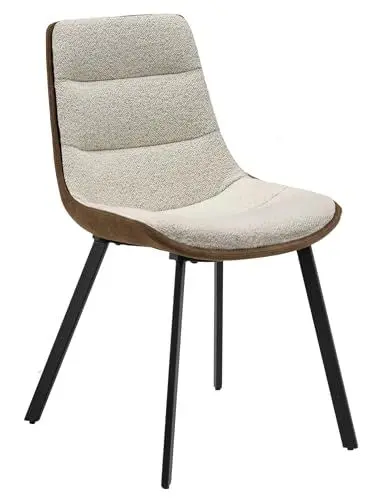 Produktbild: Design Esszimmerstuhl SDA-1 Stuhl Stühle Stoff, Farbe:Creme - Braun