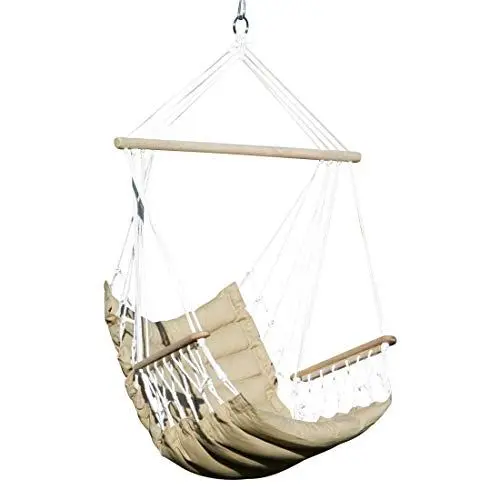 Produktbild: ASS Design Hängesessel Stoffsessel Schwebesessel Hängekorb Maly mit extrem gemütlichem 6cm dicken Sitzkissen und Armlehnen ohne Hängesesselgestell, Farbe:Braun
