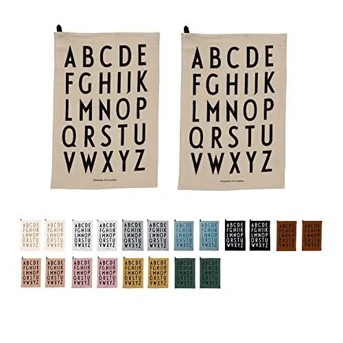 Produktbild: Design Letters Klassisches Geschirrtuch (Beige) - 100% Baumwolle, Oeko-Tex-Zertifiziert, weich, saugfähig und trocknet schnell, 2 STK, dekorativ mit ikonischem Alphabetdruck, L: 60 x B: 40cm