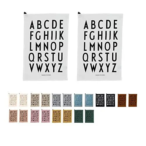 Produktbild: Design Letters Klassisches Geschirrtuch (Weiß) - 100% Baumwolle, Oeko-Tex-Zertifiziert, weich, saugfähig und trocknet schnell, 2 STK, dekorativ mit ikonischem Alphabetdruck, L: 60 x B: 40cm