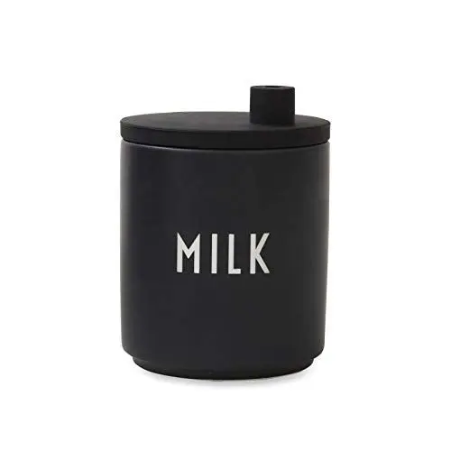 Produktbild: Design Letters Milchkännchen mit Deckel (Schwarz) - Matt glasiertes Porzellan mit feinem Knochen, kann mit oder ohne Deckel verwendet Werden. Für heiße und kalte Getränke, spülmaschinenfest, 250 ml