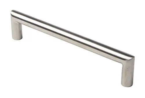 Produktbild: Design Schubladen-Griff Edelstahl Schrankgriff rund Möbelgriff Küche - LEILA | Relinggriff BA 160 mm | Türgriff Kleider-Schrank | Vollmaterial massiv | 1 Stück - Küchen-Griff silber matt mit Schrauben