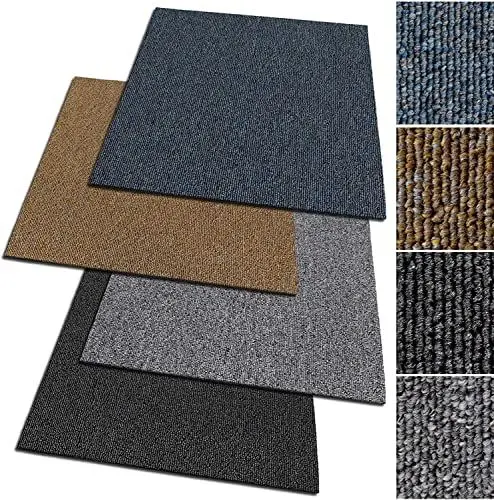 Produktbild: casa pura Design Teppichfliesen Moskau 50x50 cm selbstliegend - strapazierfähiger Teppich Bodenbelag mit hochwertigem Schlingenflor - antistatisch mit Bitumen Rücken (Anthrazit, 1 Stück)