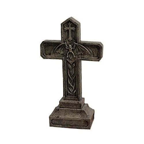 Produktbild: Design Toscano Balkan Vampirblut Halloween Grabstein Gothic-Gartendekor Friedhofstatue, Polyresin, steingrau, 61 cm