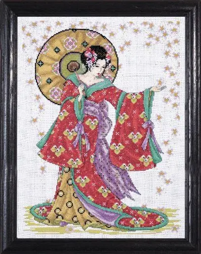 Produktbild: Design Works Crafts Kreuzstich Stickpackung Geisha in Rot, Zählmuster
