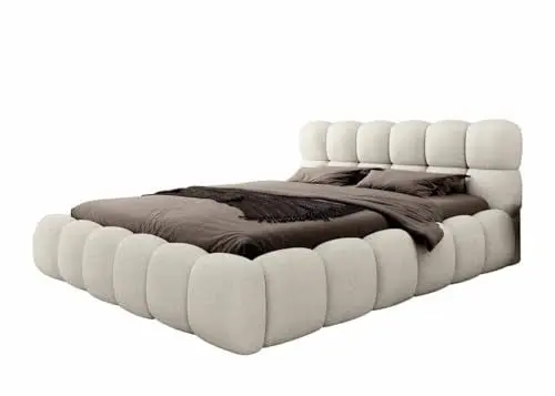 Produktbild: Luxusbetten24 Designer Polsterbett Boston Bouclé 180x200 mit Stauraum + kostenloser Aufbau | Bezug: Bouclé | Farbe: Beige