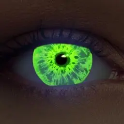 Produktbild: DESIGNLENSES, Leuchtende Halloween The Purge Kostüm Kontaktlinsen, 1 Paar (2 Stück),weiche UV Neon Farblinsen 