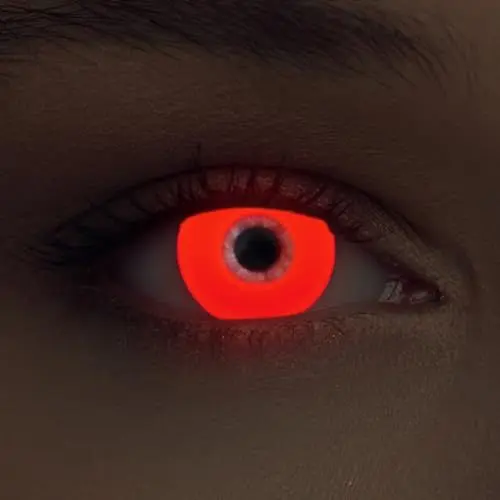 Produktbild: DESIGNLENSES, Leuchtende rote Halloween The Purge Kostüm UV Licht Kontaktlinsen, 1 Paar (2 Stück),weiche Schwarzlicht Farblinsen ohne Stärke (Glowing Red)