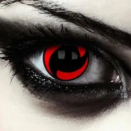 Produktbild: DESIGNLENSES rot schwarze farbige Kontaktlinsen, 1 Paar/ 2 Stück, Sharingan Itachi Uchiha Mangekyou Cosplay 