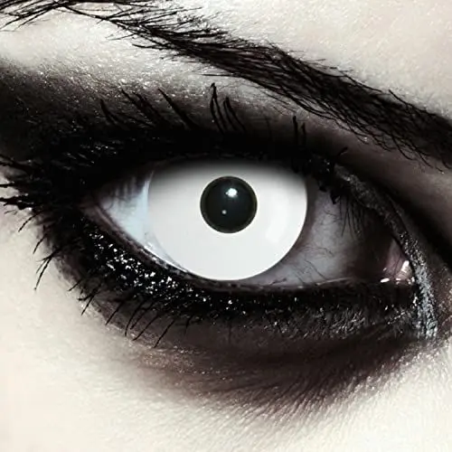 Produktbild: DESIGNLENSES, farbige weiße Halloween Hexen Kostüm Kontaktlinsen, 1 Paar/ 2x weiche Zombie Farblinsen ohne Stärke, 