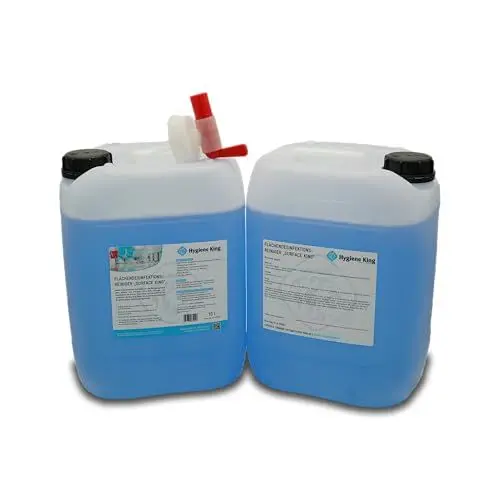 Produktbild: Desinfektionsreiniger für Oberflächen | hocheffizient | begrenzt viruzid | 2 x10L Kanister mit Auslaufhahn | Wellness, Solarium, Yogamatte, Sportgeräte, Gastro, Kunstleder