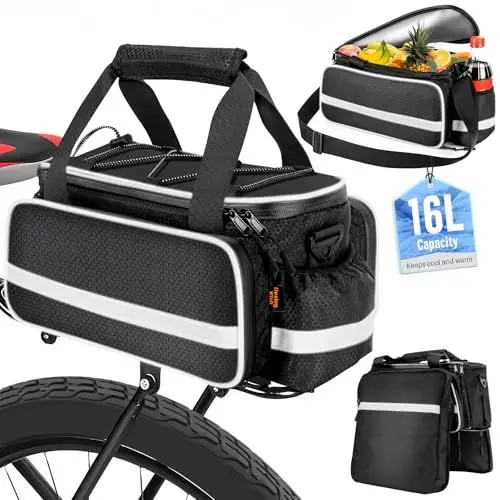 Produktbild: Desing Wish 16L Fahrradtaschen für Gepäckträger Gepäckträgertasche Wasserdicht Fahrradtasche Isoliertasche Kühltasche Fahrrad Taschen Hinten Packtaschen Fahradtaschen Zubehör mit Schultergurt