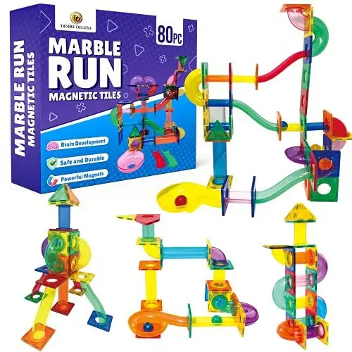 Produktbild: Desire Deluxe Laufball Magnetische Bausteine Magnet Montessori Spielzeug für Kinder, Lernspielzeug für Jungen und Mädchen, 3 4 5 6 7 8 Jahre alt, XXL Set mit 80 Teilen