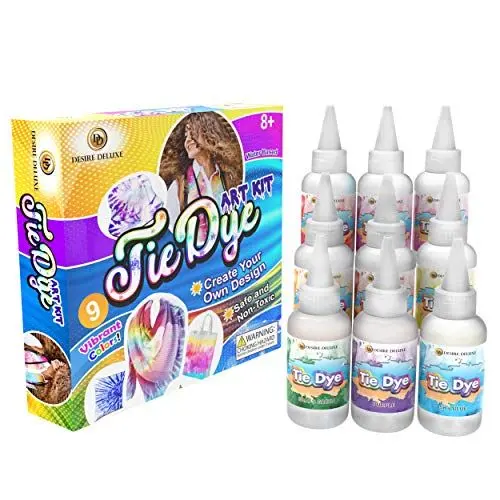 Produktbild: Desire Deluxe | Batik-Kit | 9 Farben zum Färben von Stoff und Kleidung, kreative Bastelspiele Tie Dye Kit, Batikfarben Aktivitäten für Kinder und Erwachsene(Exklusiv bei Amazon)
