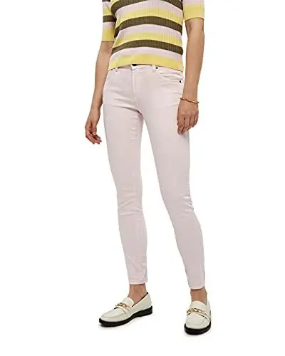 Produktbild: Desires Lola Garment Dye Midwaist Damen Jeans Größe 32 | Pink Jeans Damen | Damen Jeans Stretch Mittel Tailliert | Jeanshose Damen Mit Enger Passform | Allseitige Hose Damen Mit Taschen
