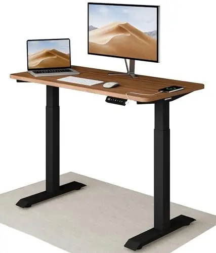 Produktbild: Desktronic HomeOne elektrisch höhenverstellbarer Schreibtisch 120 × 60 cm mit Touchscreen-Steuerung und integrierten USB-A und USB-C-Ladeanschlüssen