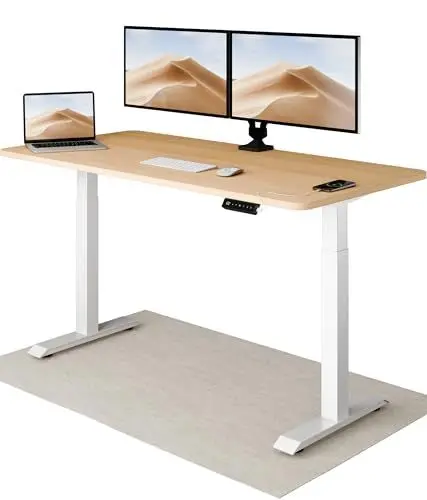 Produktbild: Desktronic HomeOne elektrisch höhenverstellbarer Schreibtisch 160 × 80 cm mit Touchscreen-Steuerung und integrierten USB-A und USB-C-Ladeanschlüssen