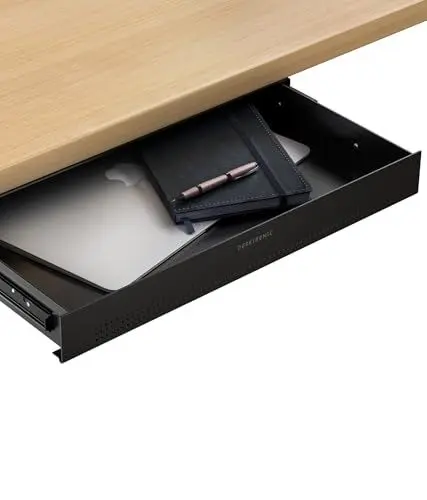 Produktbild: Desktronic Schreibtisch-Organizer, Untertisch-Aufbewahrungsbox, Schreibtisch für Büro Schule Homeoffice Schreibwaren, Metallschublade, Versteckte Schubladenbox (Schwarz)