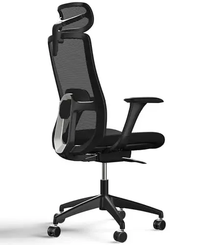 Produktbild: Desktronic Verstellbarer ergonomischer Bürostuhl | Schreibtischstuhl mit Lendenwirbelstütze, Höhenverstellung Körper Atmungsaktives Gewebe-Breite Sitzfläche SitOne Schwarz