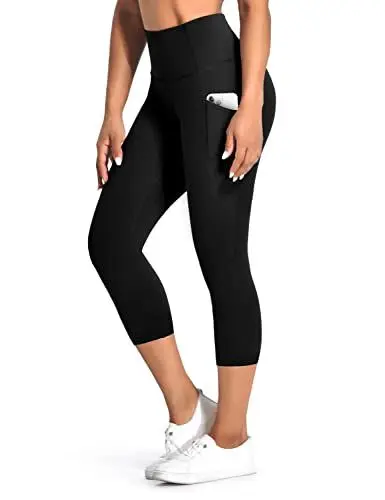 Produktbild: Desol Sport Leggings Damen Tasche Capri 3/4 High Waist Elastische Blickdicht Übergröße Sport Leggins mit Seitentaschen für Yoga Freizeit