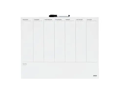 Produktbild: DESQ® Wochenplanner 40 x 50 cm - Horizontales Layout, Rahmenlos, Whiteboardmarker, Magnethaftend, Trocken abwischbar, Deutsch