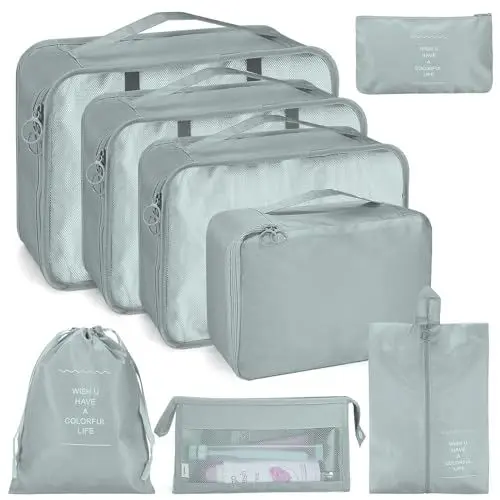 Produktbild: Dessnill Koffer Organizer Set 8-teilig, Packing Cubes, Wasserdichte Reise Kleidertaschen, Packtaschen für koffer, Platzsparende Koffer Organizer Set, Wasserdichte Travel Essentials