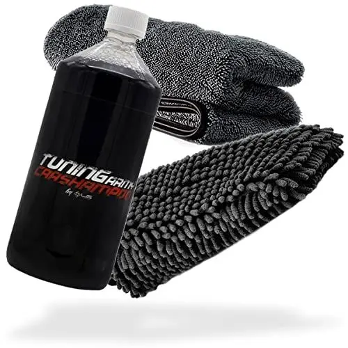 Produktbild: detailmate Auto Wasch- und Trockenset: Liquid Elements Pearl Rain Tuning Army 1L + Chenille Waschhandschuh + Trockentuch 1000 GSM - Für die ideale Autowäsche