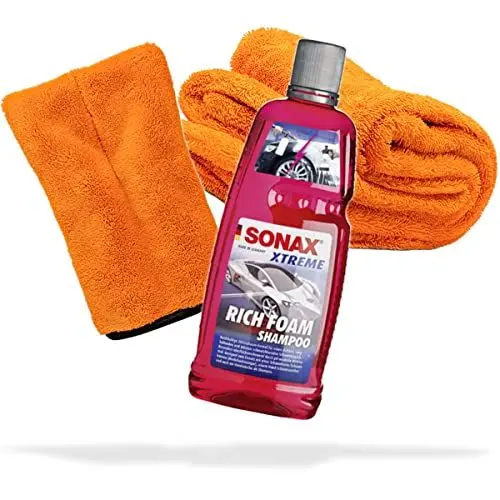 Produktbild: detailmate Auto Wasch- und Trockenset: SONAX Xtreme RichFoam Autoshampoo 1000ml + Präzisionshandschuh + Trockentuch XXL
