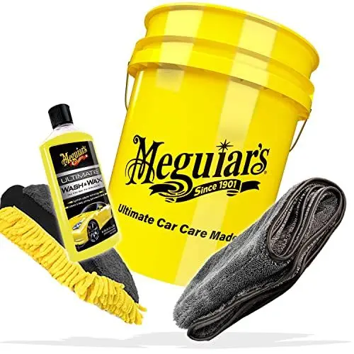 Produktbild: detailmate Auto Waschset: Meguiars Wash & Wax Shampoo 473ml + Meguiars Wascheimer 5GAL 3in1 Waschhandschuh Mikrofaser Trockentuch 1000GSM