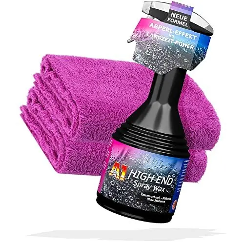 Produktbild: detailmate Dr. Wack Lackreinigung und Pflege Bundle: Dr. Wack A1 HIGH END Spray Wax 500ml Sprühflasche + 2X Edgeless Superflausch Mikrofasertuch 550 GSM