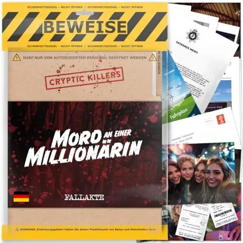 Produktbild: Detektivspiel - Cold Case - Mordfall lösen Spiel – Krimispiel für Erwachsene – Kriminalfälle lösen - Mord an Einer Millionärin - Cryptic Killers